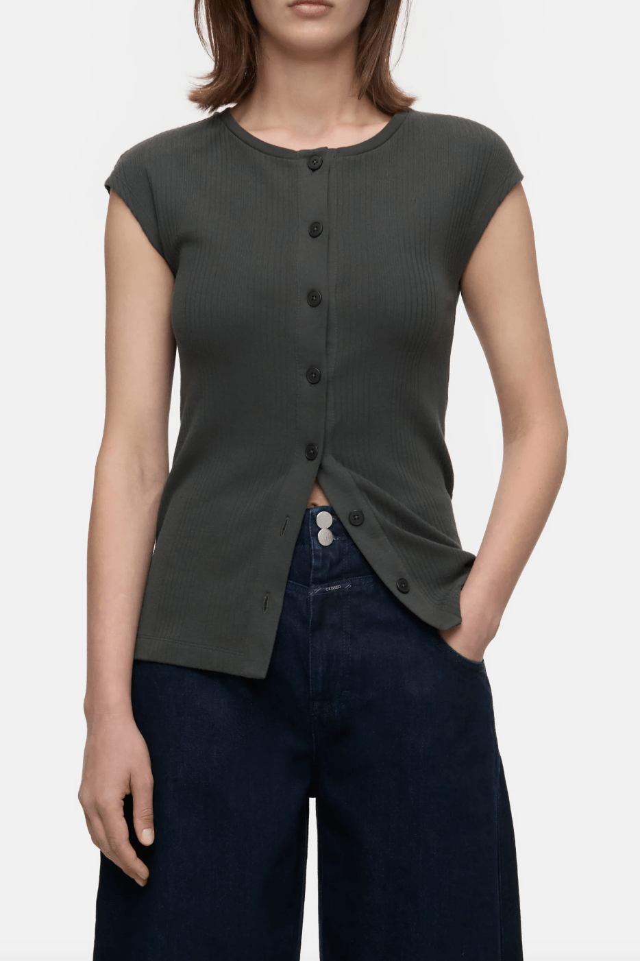 Crewneck Ribbed T-Shirt - The Collective Park City