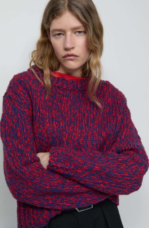 Cropped Crewneck Sweater - Red Chili Pepper - The Collective Park City