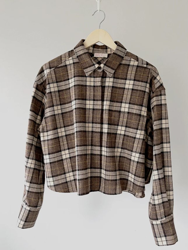 Cropped Flannel Button Down Top - The Collective Park City