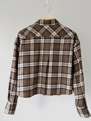 Cropped Flannel Button Down Top - The Collective Park City