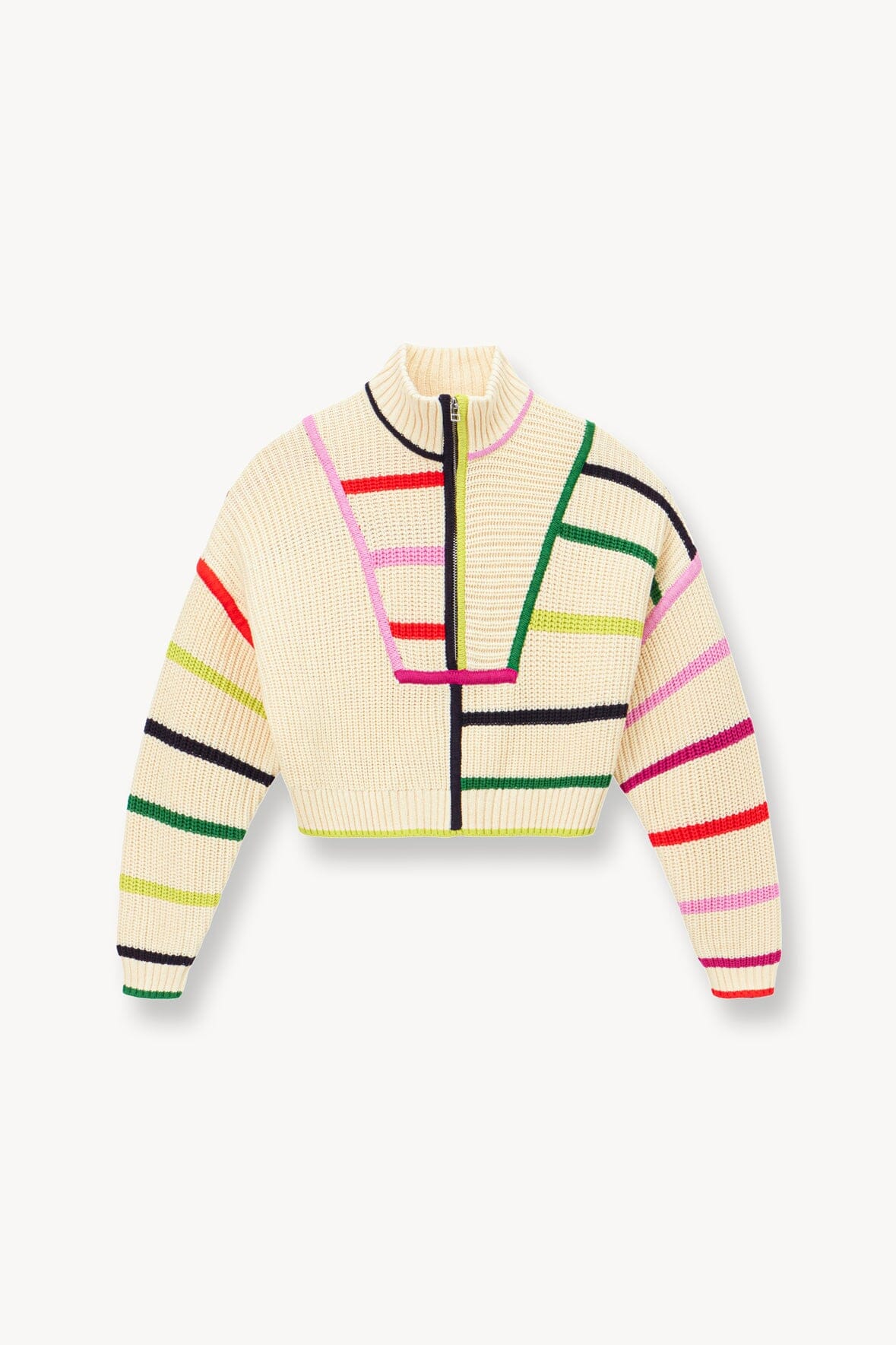 Cropped Hampton Sweater - Cream Rainbow - The Collective Park City