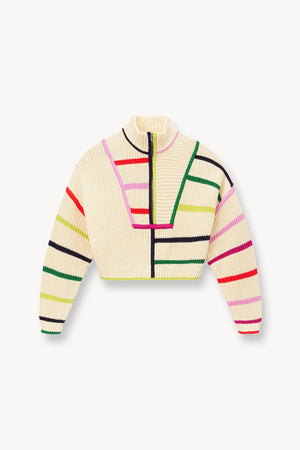 Cropped Hampton Sweater - Cream Rainbow - The Collective Park City