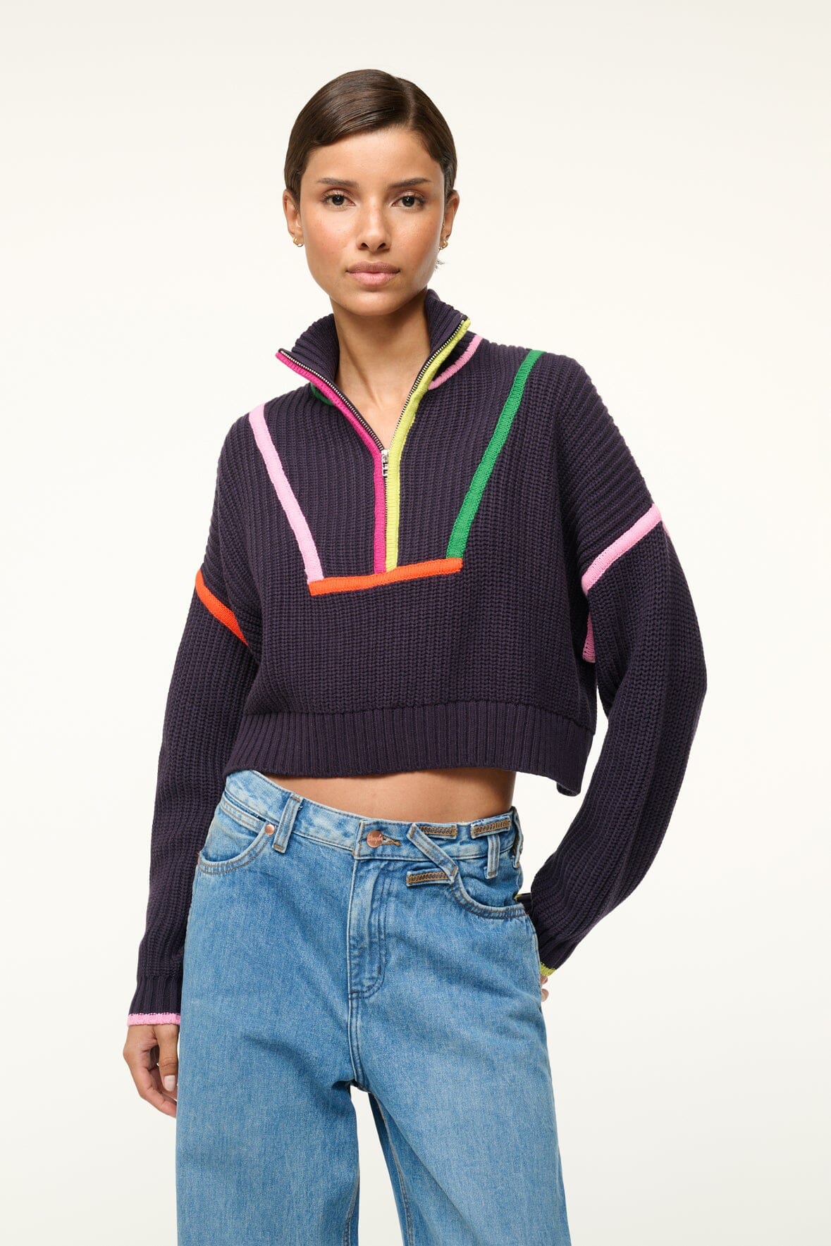 Cropped Hampton Sweater - Navy - The Collective Park City