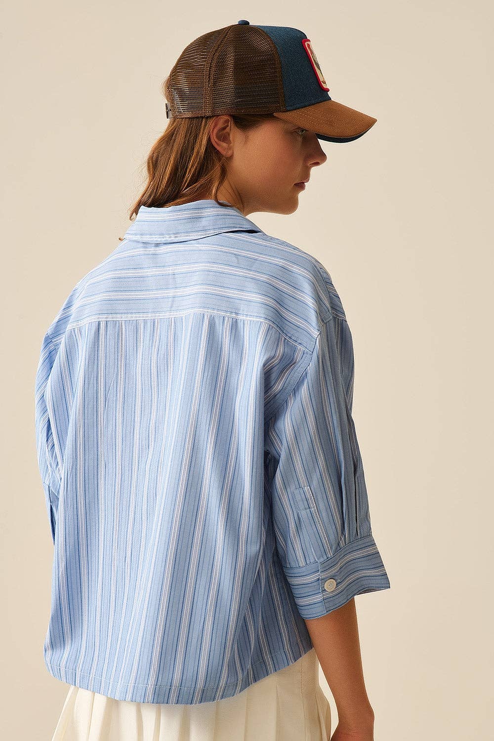 Cropped Poplin Button Down Top - The Collective Park City