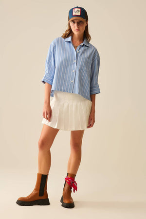 Cropped Poplin Button Down Top - The Collective Park City