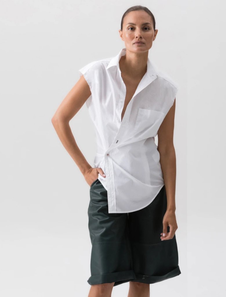 Cut Off Button Down Top - The Collective Park City