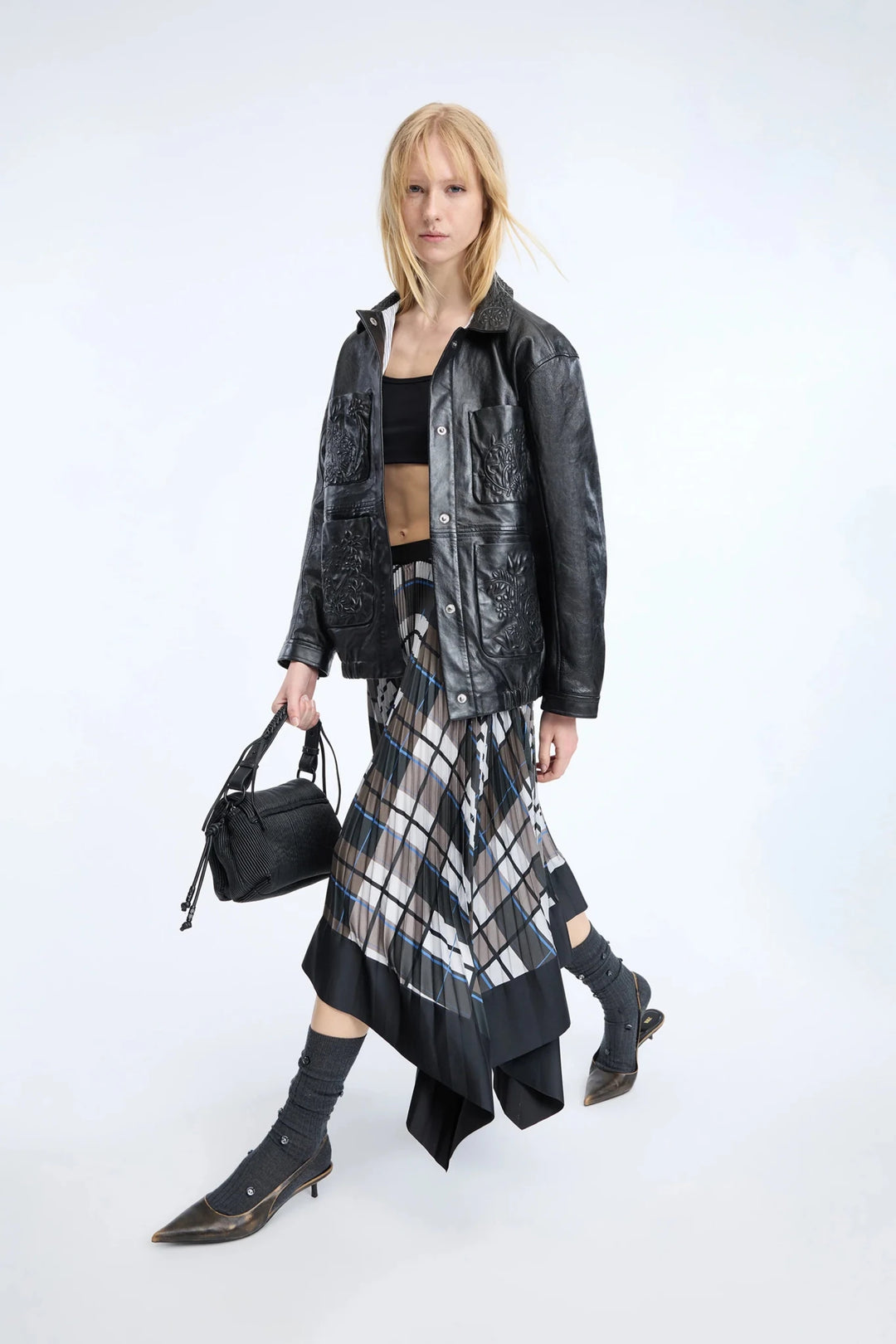 Cynthia Asymmetrical Skirt - Brown Plaid - The Collective Park City