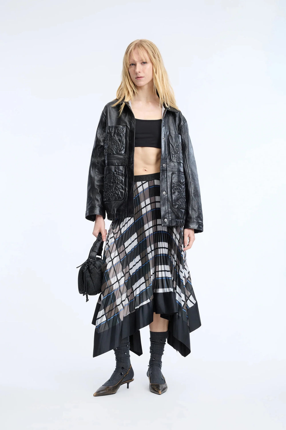 Cynthia Asymmetrical Skirt - Brown Plaid - The Collective Park City