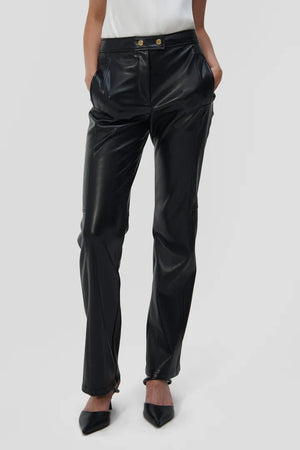 Dahlia Straight Leg Faux Leather Pant - Black - The Collective Park City