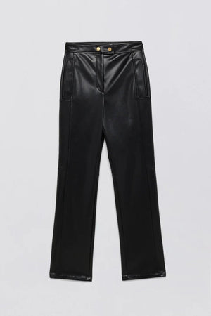 Dahlia Straight Leg Faux Leather Pant - Black - The Collective Park City