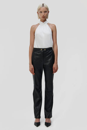 Dahlia Straight Leg Faux Leather Pant - Black - The Collective Park City