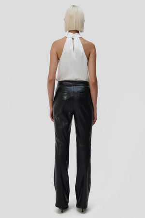 Dahlia Straight Leg Faux Leather Pant - Black - The Collective Park City
