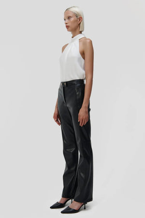 Dahlia Straight Leg Faux Leather Pant - Black - The Collective Park City