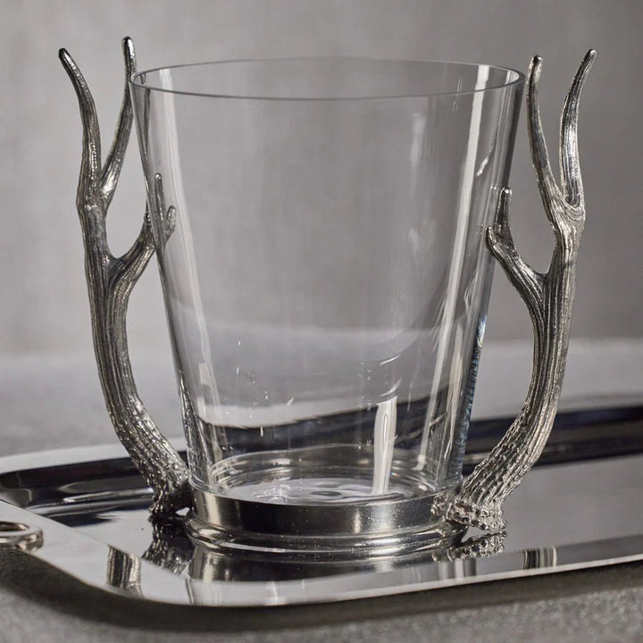 Davos Glass Wine &amp; Champagne Bucket with Pewter Antler Handles - The Collective Park City