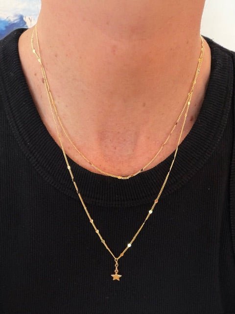 Delicate Gold Plated Double Layer Star Drop Necklace - The Collective Park City