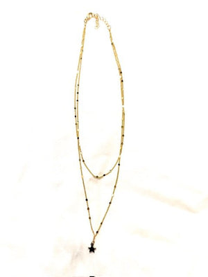 Delicate Gold Plated Double Layer Star Drop Necklace - The Collective Park City