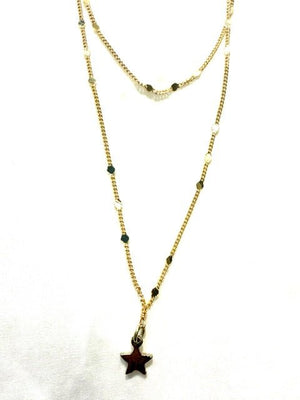 Delicate Gold Plated Double Layer Star Drop Necklace - The Collective Park City