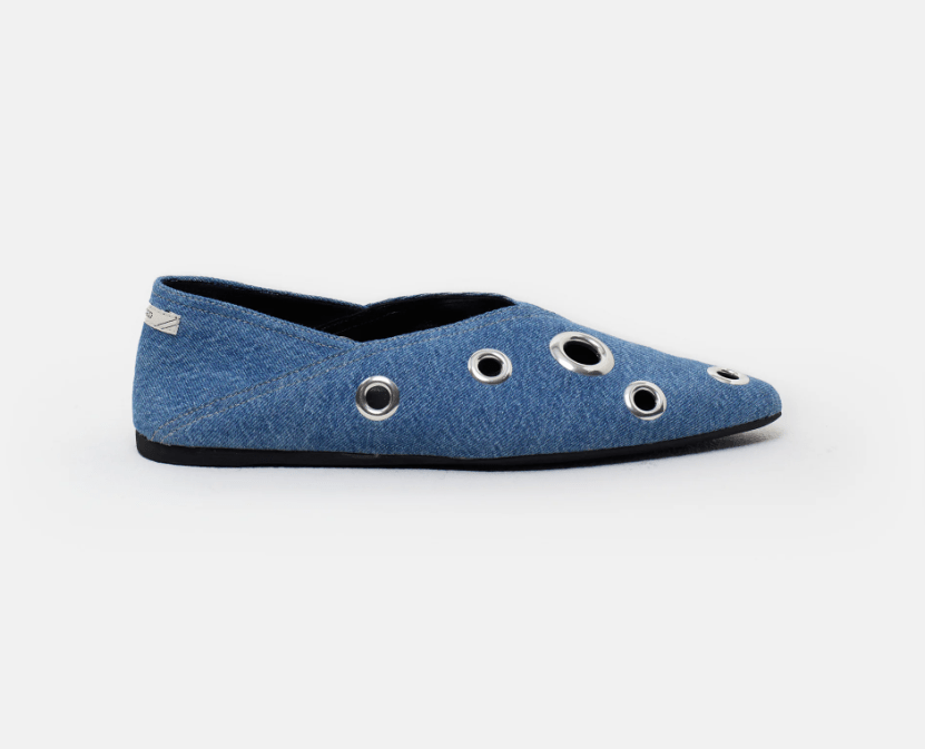 Denim Grommet Ballerina Flat - The Collective Park City