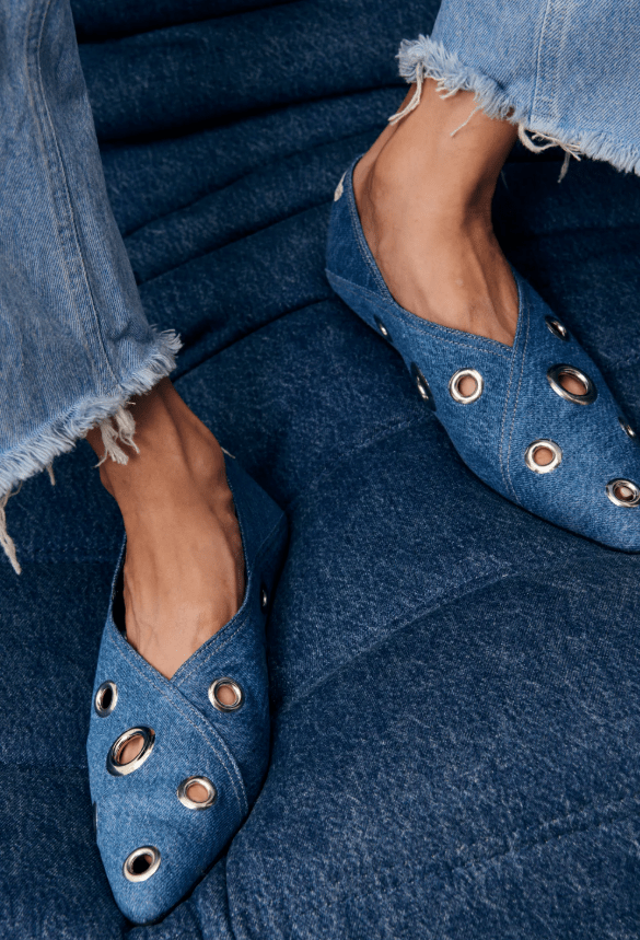 Denim Grommet Ballerina Flat - The Collective Park City