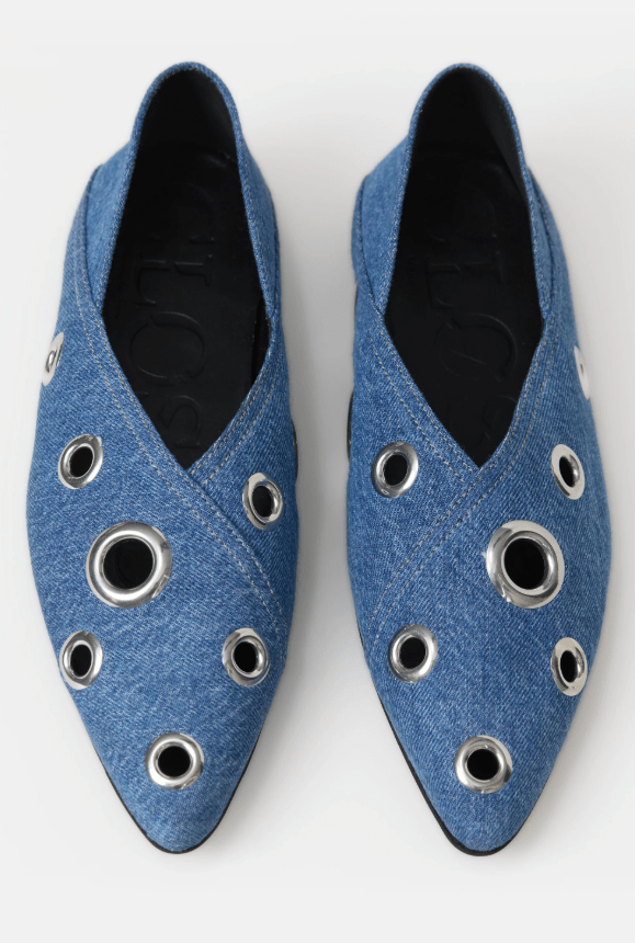 Denim Grommet Ballerina Flat - The Collective Park City