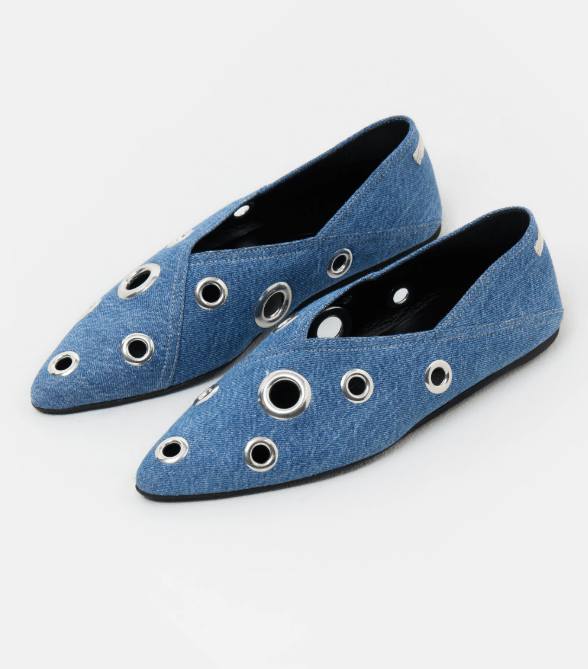 Denim Grommet Ballerina Flat - The Collective Park City