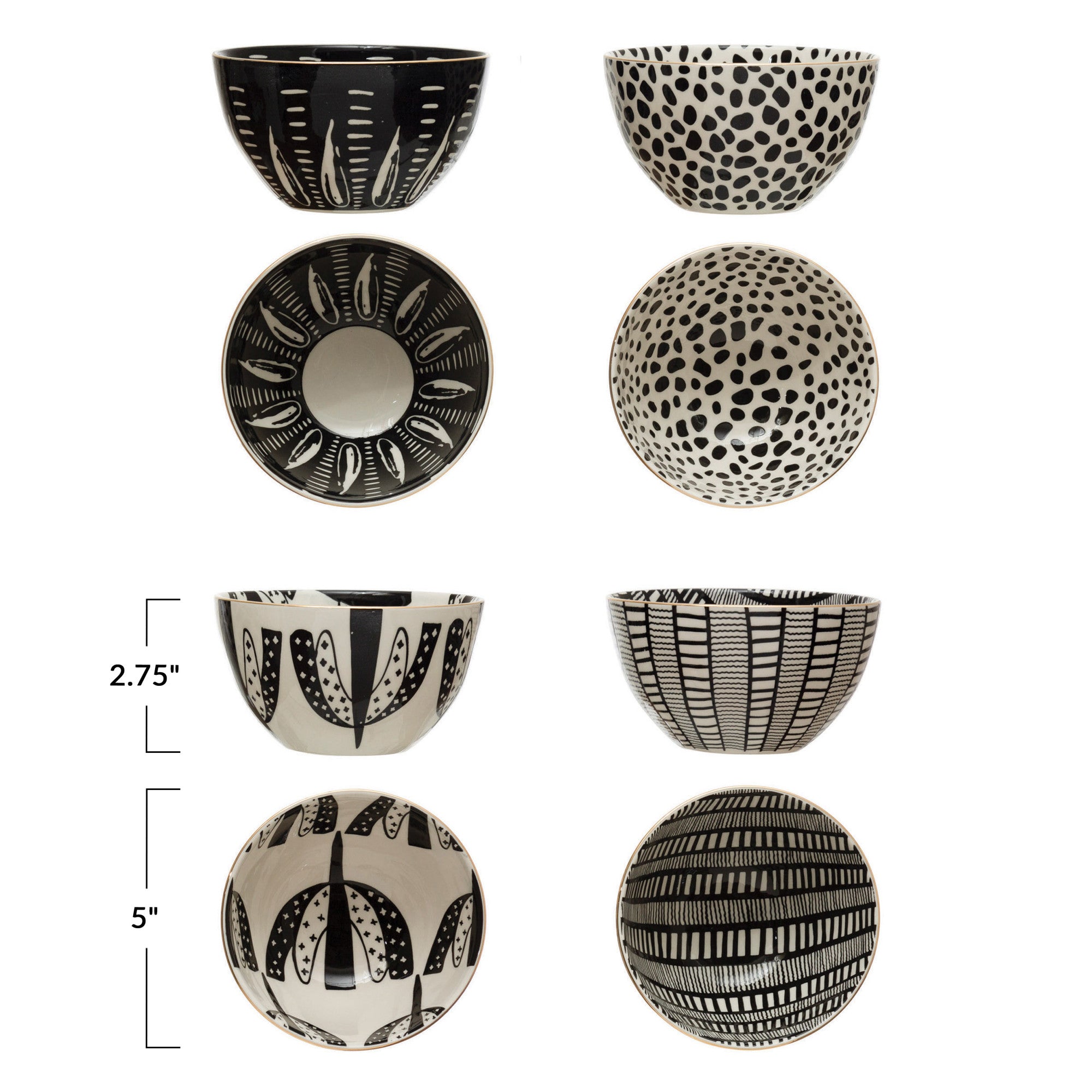Black and White Graphic Stoneware Bowl