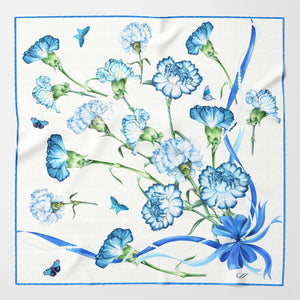 Dianthus - Silk Bandana Scarf - Blue - The Collective Park City