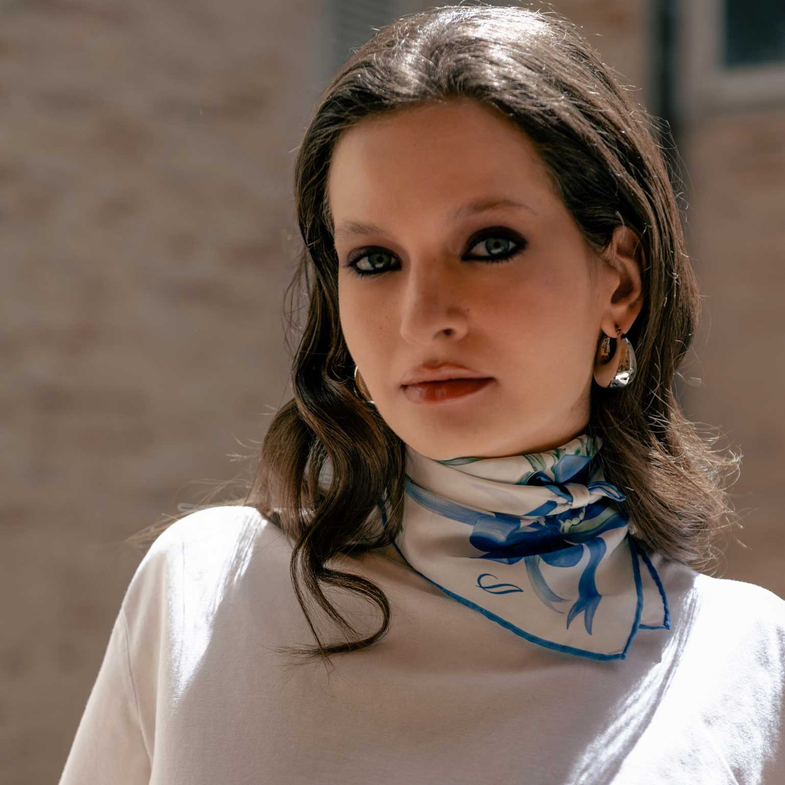 Dianthus - Silk Bandana Scarf - Blue - The Collective Park City