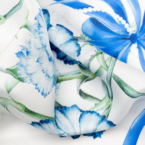 Dianthus - Silk Bandana Scarf - Blue - The Collective Park City