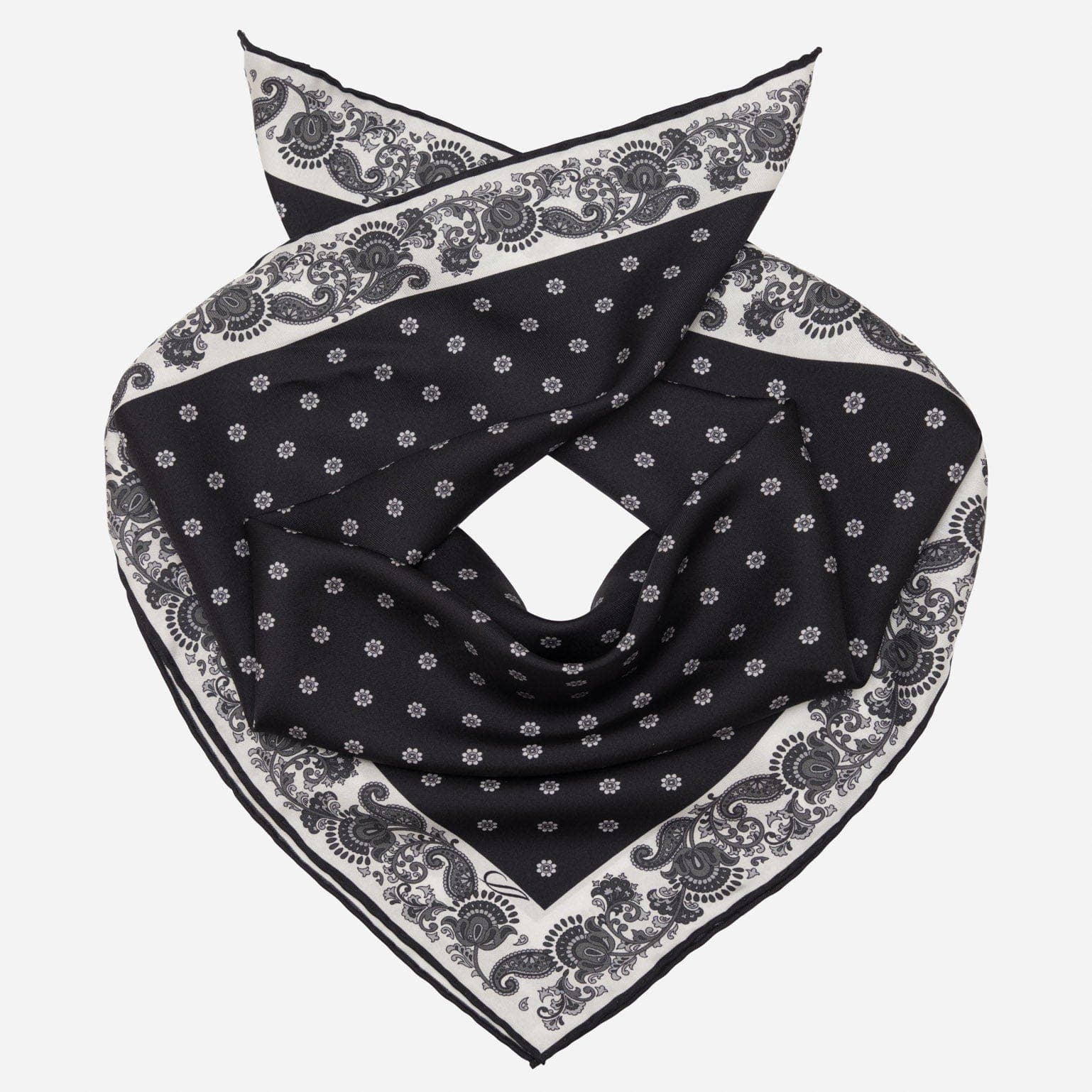 Diego - Silk Neckerchief Scarf - Black - The Collective Park City