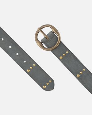 Dion | Round Buckle Leather Studded Belt - The Collective Park City