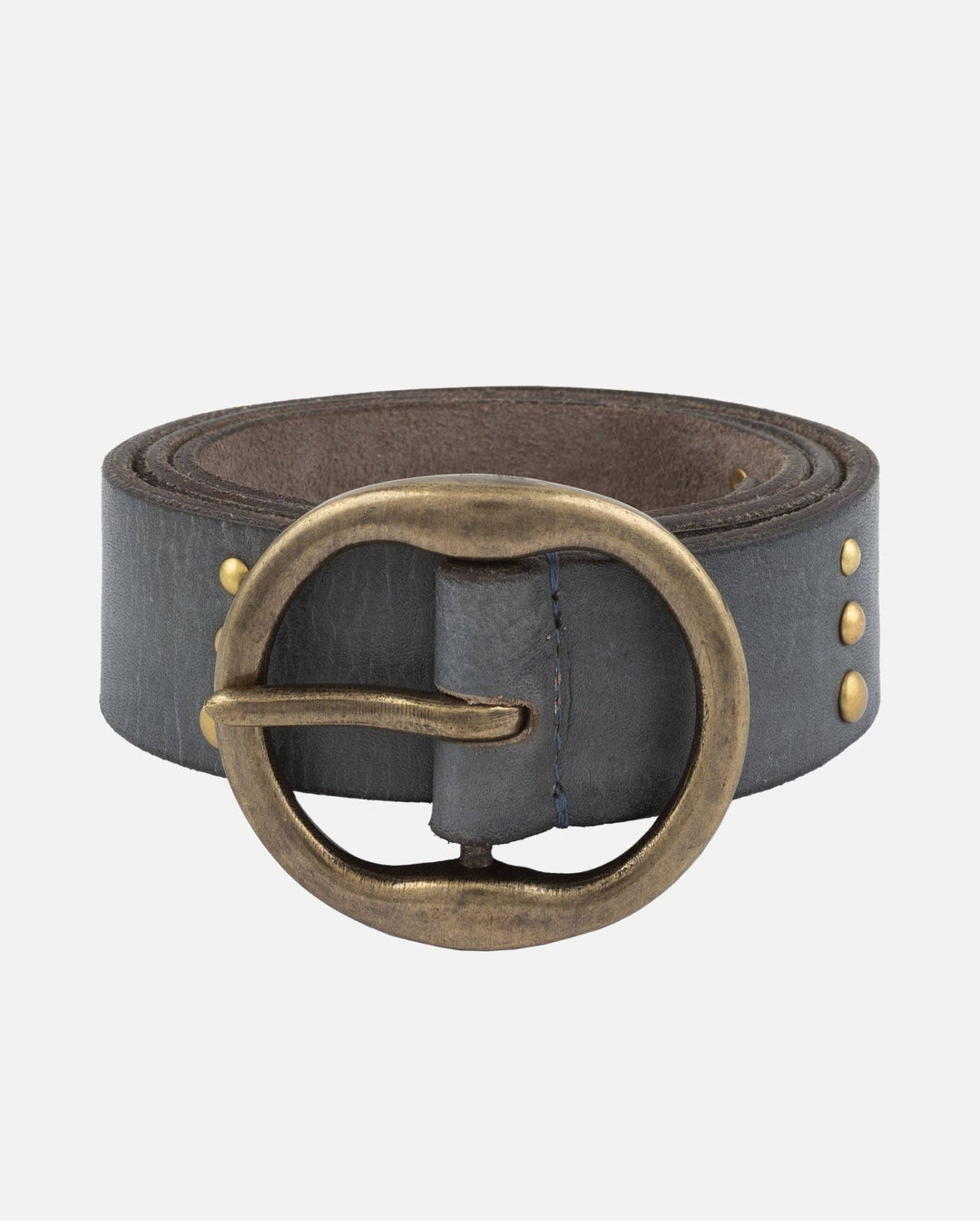 Dion | Round Buckle Leather Studded Belt - The Collective Park City