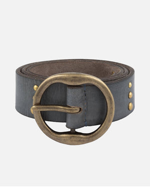 Dion | Round Buckle Leather Studded Belt - The Collective Park City