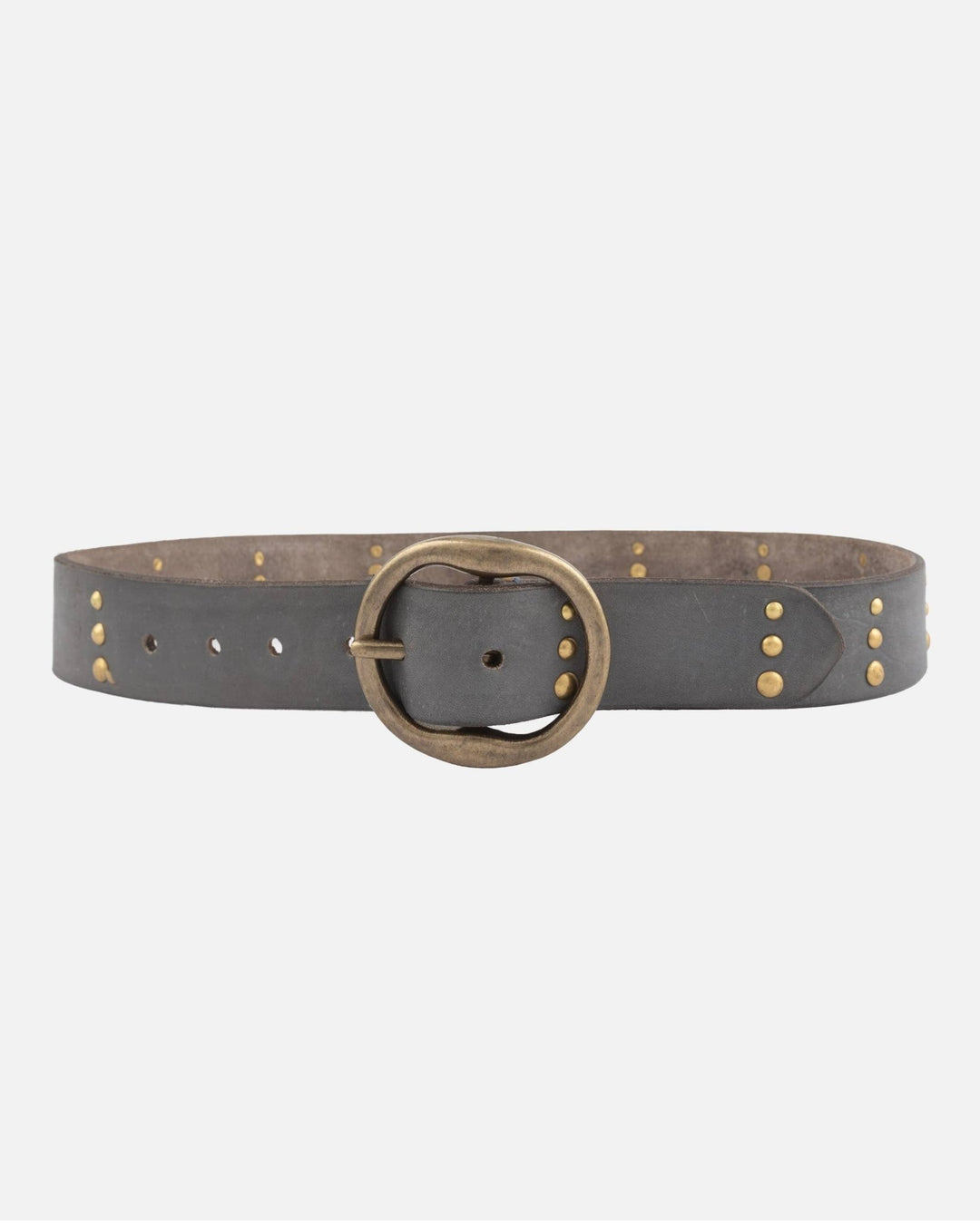 Dion | Round Buckle Leather Studded Belt - The Collective Park City