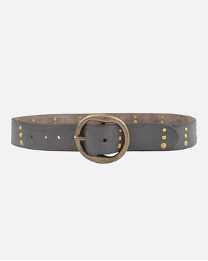Dion | Round Buckle Leather Studded Belt - The Collective Park City