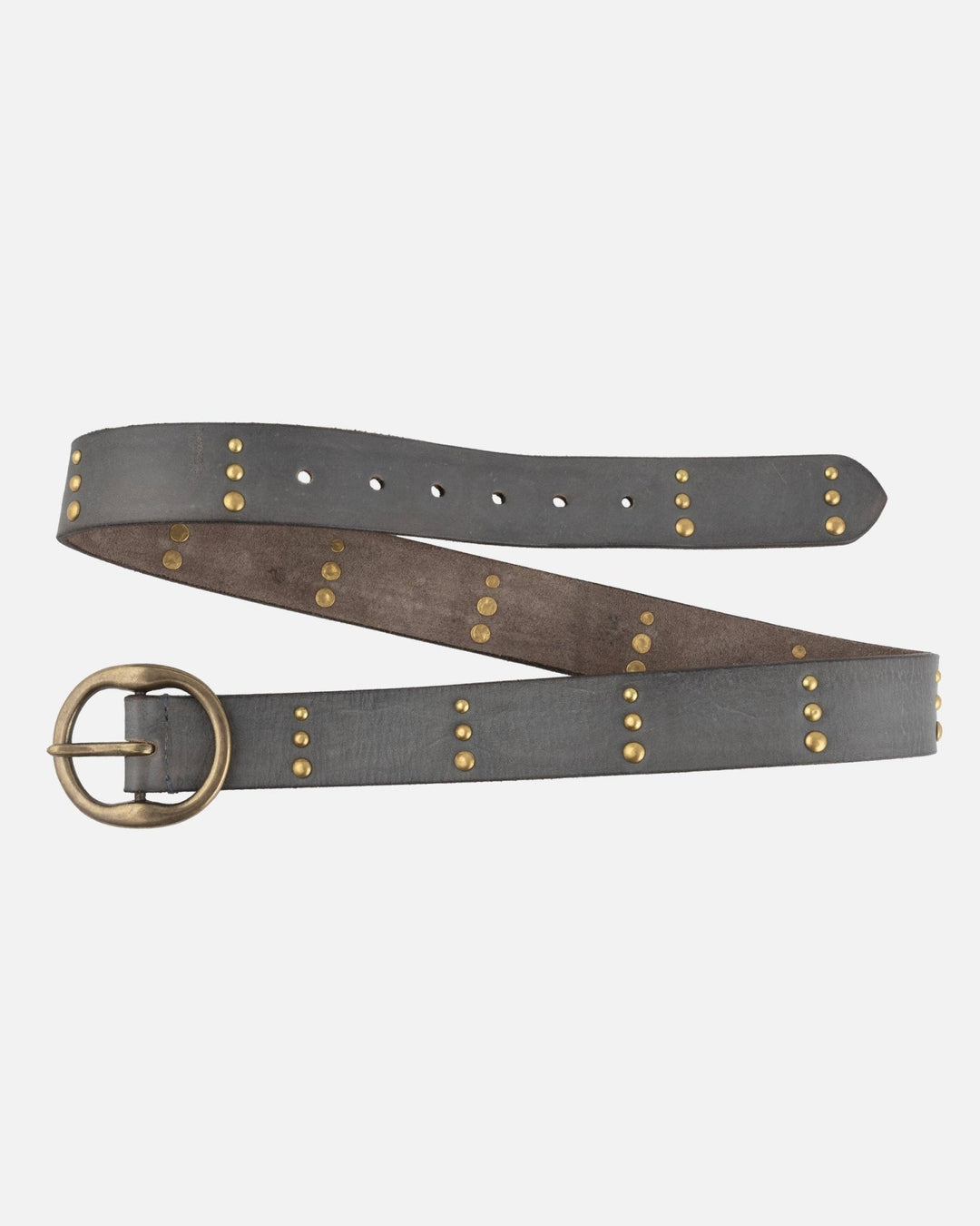 Dion | Round Buckle Leather Studded Belt - The Collective Park City