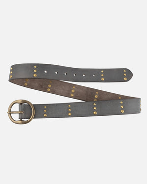 Dion | Round Buckle Leather Studded Belt - The Collective Park City