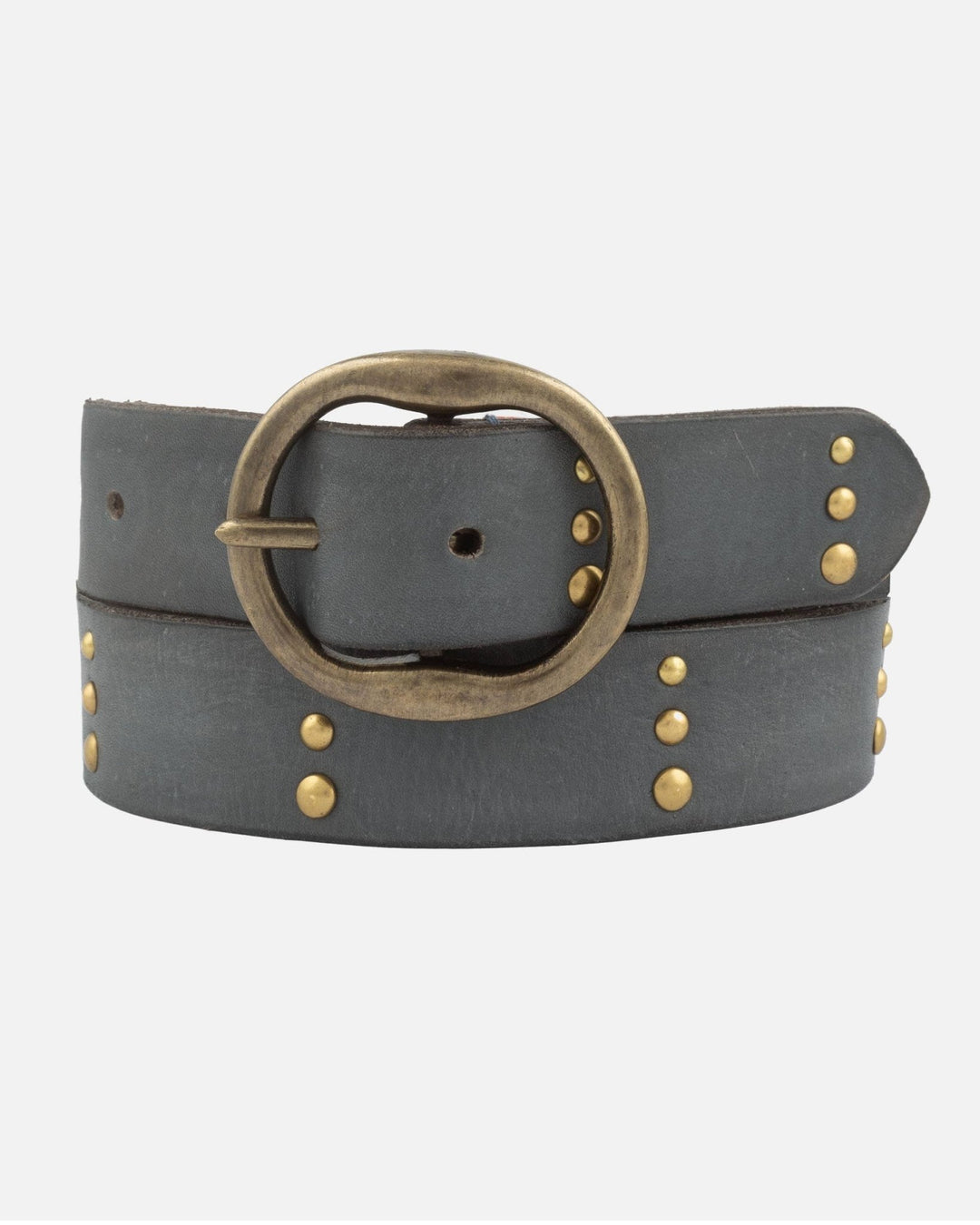 Dion | Round Buckle Leather Studded Belt - The Collective Park City