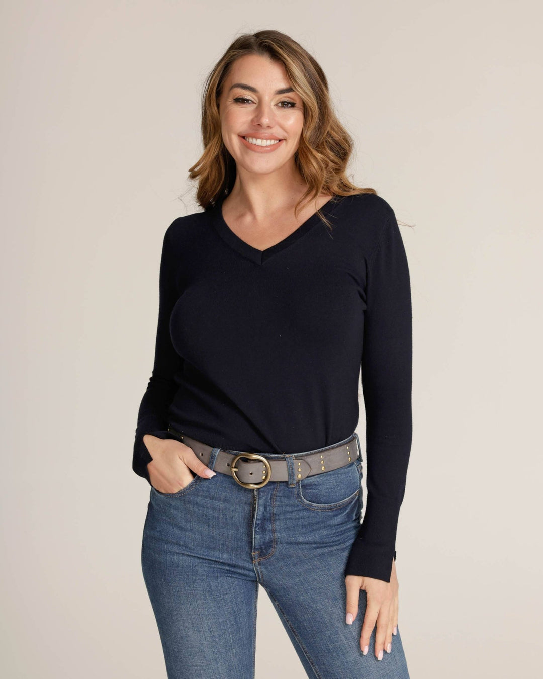Dion | Round Buckle Leather Studded Belt - The Collective Park City