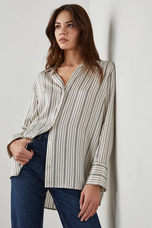Dorian Striped Button Down Top