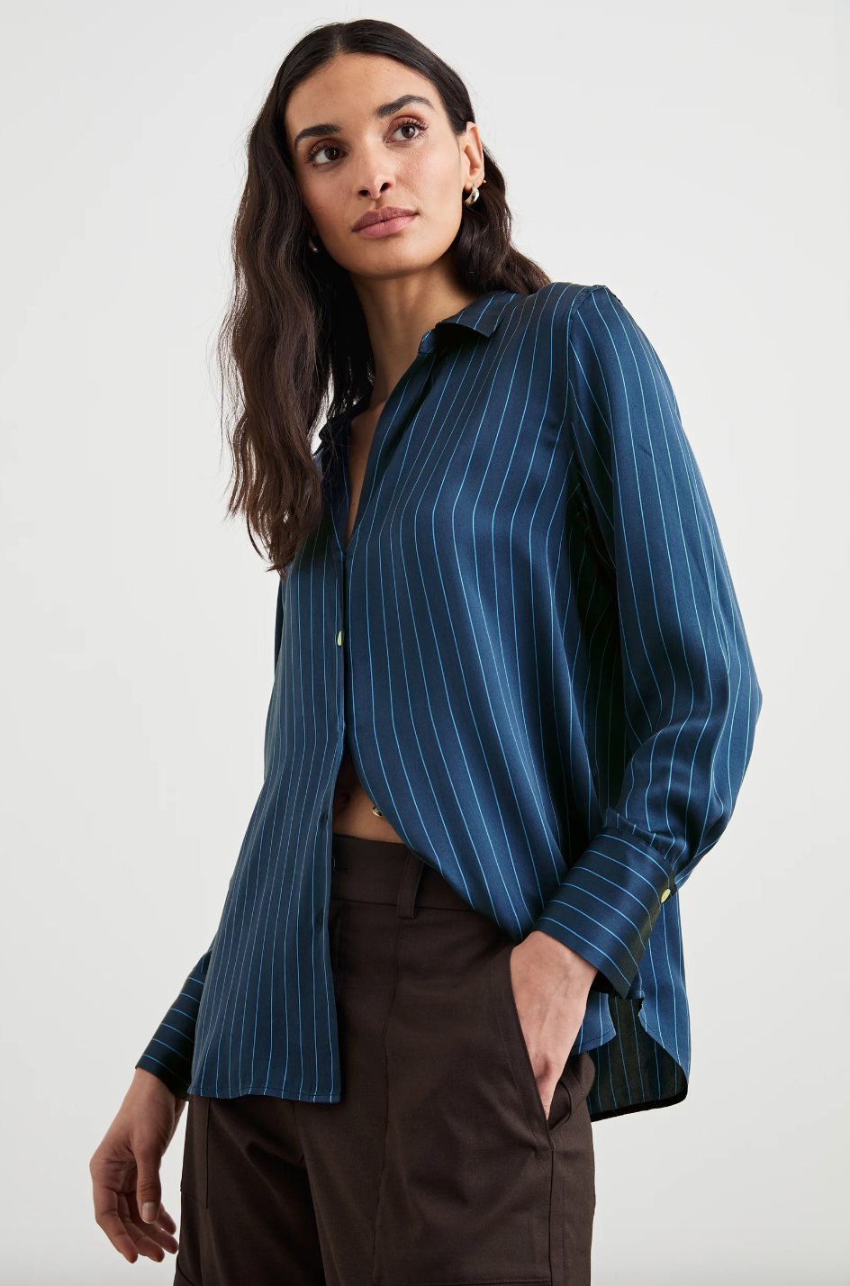 Dorian Striped Button Down Top - The Collective Park City