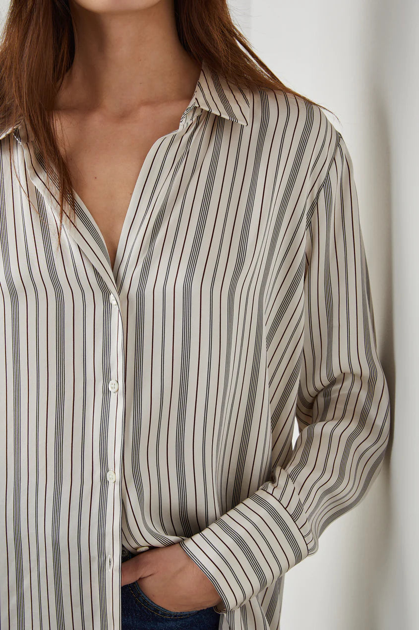Dorian Striped Button Down Top