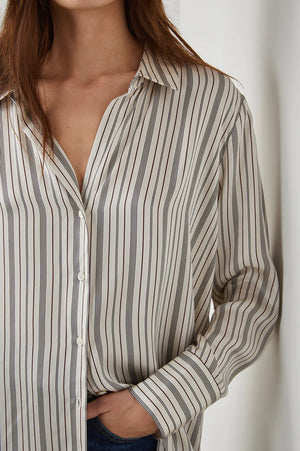 Dorian Striped Button Down Top