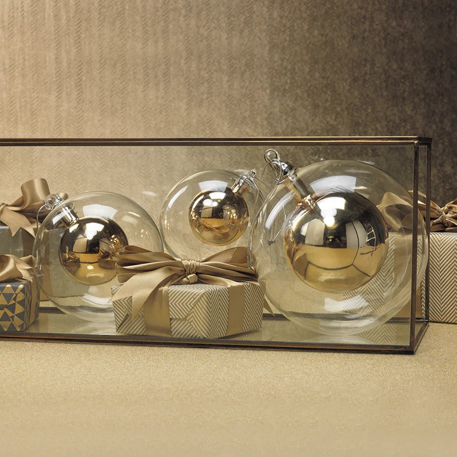 Double Glass Ball Ornament - Gold SMALL - The Collective Park City