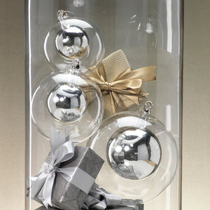 Double Glass Ball Ornament - Silver Medium - The Collective Park City