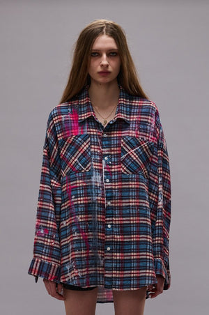 Drop Neck Workshirt - Blue Plaid - The Collective Park City