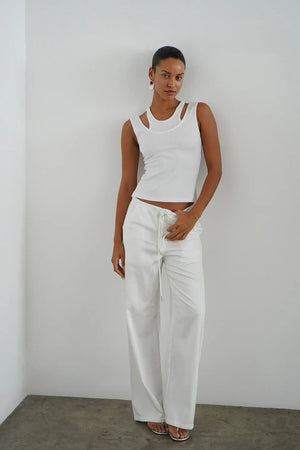 Dusty Soft Denim Pant - White - The Collective Park City