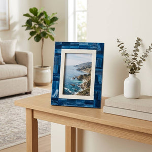 Photo Frame - Blue Resin Modern Geometric Border, 5x7 in.