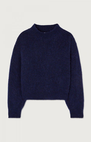 East Mock - Neck Sweater - Navy - The Collective Park City
