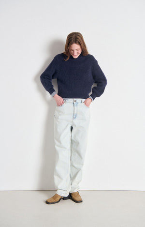 East Mock - Neck Sweater - Navy - The Collective Park City